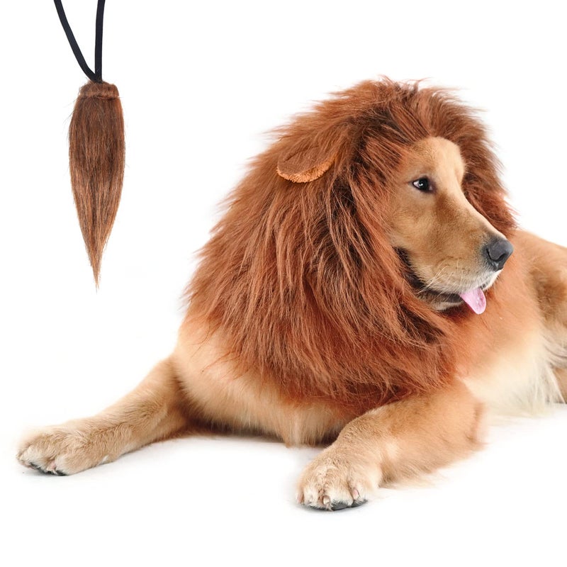 CPPSLEE Lion Mane for Dog Costumes, Realistic Wig for Medium to Large Sized Dogs, Halloween Costumes (Dark Brown) - Image 1